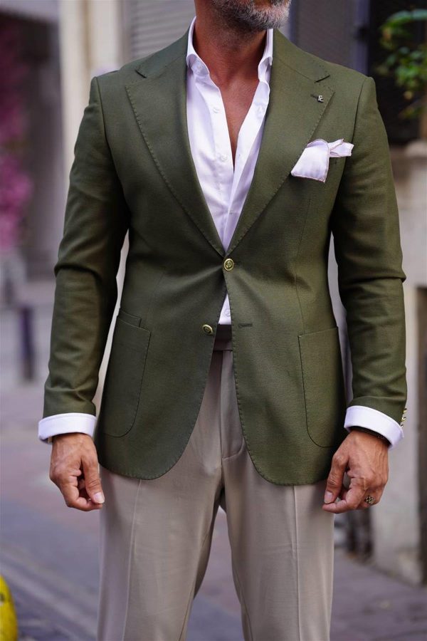 Marynarka w kolorze KHAKI - PREMIUM M6 - obrazek 2